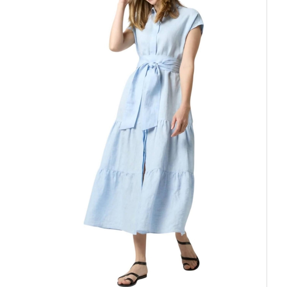 Ann Mashburn Sophia dress in Blue sahara linen